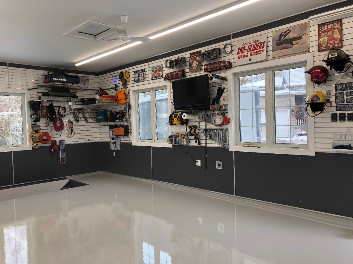 Garage with epoxy floor